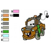 Tow Mater Disney Cars Embroidery Design